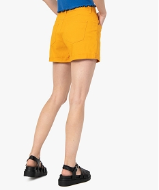 short femme facon denim avec revers cousus jaune shortsF860401_3