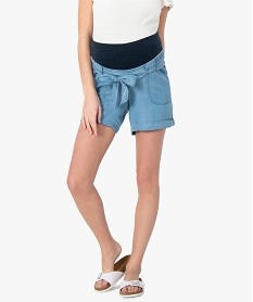 GEMO Short de grossesse en lyocell avec ceinture stretch Bleu