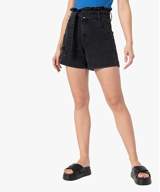 GEMO Short femme en jean avec ceinture - LuluCastagnette Noir