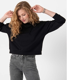 GEMO Sweat femme court à capuche noir standard