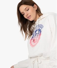 GEMO Sweat femme court à capuche – Camps United blanc chine