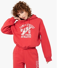 sweat femme court a capuche – camps united rougeF863201_1