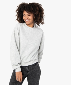 GEMO Sweat femme ample et court en matière matelassée Gris