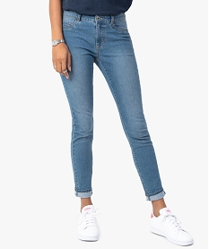 GEMO Jean femme coupe Slim coloris délavé Gris