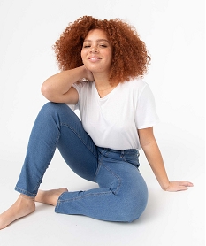GEMO Jean coupe Skinny taille haute femme Bleu