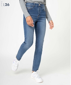 GEMO Jean femme coupe Slim taille haute - Longueur L26 Gris