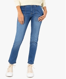 GEMO Jean femme coupe Regular avec poches plaquées sur l’avant Gris