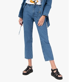 GEMO Jean femme coupe Straight taille haute Bleu