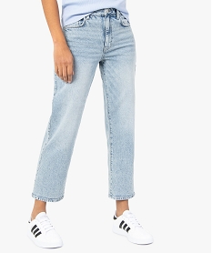 GEMO Jean femme coupe Straight taille haute Bleu