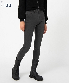 GEMO Jean femme coupe Slim taille haute – L30 Gris