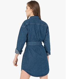 robe femme en jean avec devant boutonne et ceinture bleuF869201_3