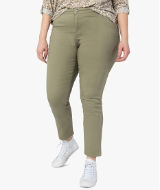 pantalon femme grande taille coupe slim en toile extensible vert pantalons et jeansF870101_2