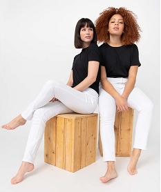 GEMO Pantalon femme en toile denim coupe Slim blanc vif