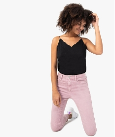 GEMO Jean femme coupe Skinny taille haute teinture spéciale Violet