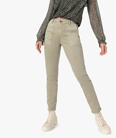 GEMO Pantalon femme en denim avec poches plaquées Vert
