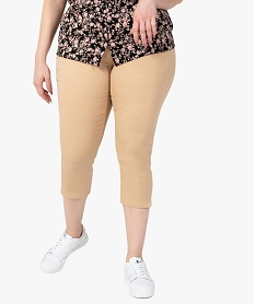 GEMO Pantacourt femme grande taille en toile extensible coupe ajustée Beige