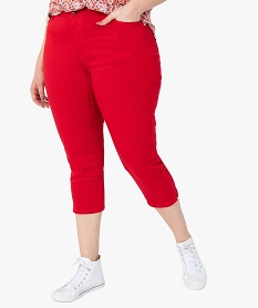 pantacourt femme uni extensible coupe ajustee rouge pantacourts et shortsF873201_1