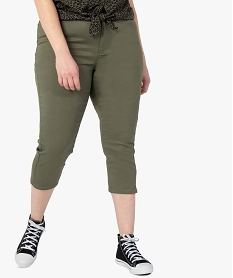 GEMO Pantacourt femme uni extensible coupe ajustée Vert
