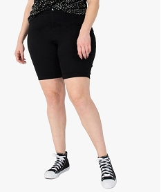 GEMO Bermuda femme grande taille en toile unie coupe ajustée Noir