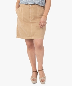 GEMO Jupe femme grande taille en toile coupe droite Beige