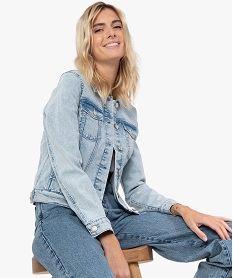 GEMO Veste en jean femme coupe droite Bleu