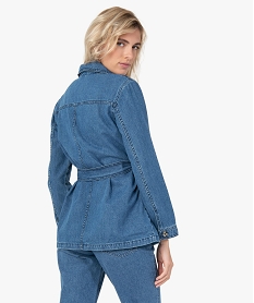 veste en jean femme coupe saharienne bleuF878201_3