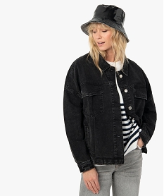 veste femme en jean coupe oversize noir vestesF878301_1