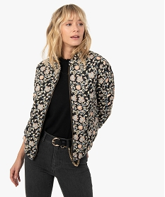 GEMO Veste femme matelassée à motifs fleuris Multicolore