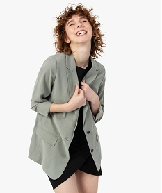 GEMO Veste femme en toile légère fermeture 2 boutons Vert