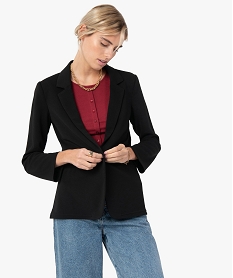 GEMO Veste blazer femme en crêpe extensible Noir