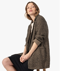 GEMO Veste femme bicolore  coupe longue Brun