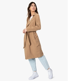 GEMO Trench femme long avec ceinture Beige