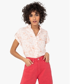 GEMO Chemise femme à manches courtes avec patte sur lépaule Imprimé