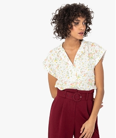 GEMO Chemise femme à manches courtes avec patte sur lépaule Imprimé