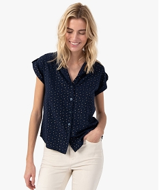 chemise femme a manches courtes avec patte sur lepaule imprime chemisiersF882001_1