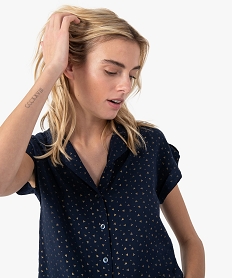 chemise femme a manches courtes avec patte sur lepaule imprime chemisiersF882001_2
