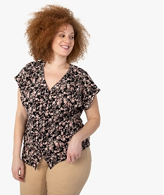 GEMO Blouse imprimée à manches courtes femme grande taille Blanc