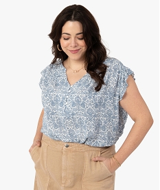 GEMO Blouse femme grande taille à motifs fleuris et rayures pailletées Imprimé