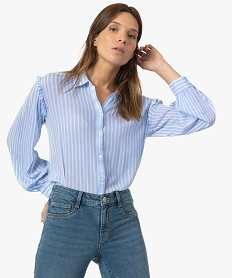 chemise femme en crepe avec empiecements fronces aux epaules imprimeF884801_1