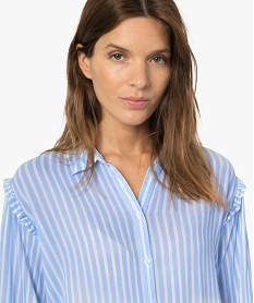 chemise femme en crepe avec empiecements fronces aux epaules imprime chemisiersF884801_2