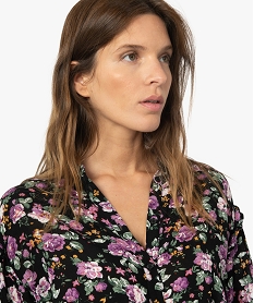 chemise femme en crepe avec empiecements fronces aux epaules imprimeF885001_2