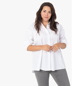 GEMO Chemise femme grande taille à manches longues unie Blanc