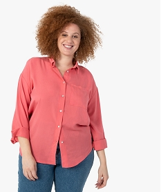chemise femme grande taille unie a manches longues rose chemisiers et blousesF886101_2