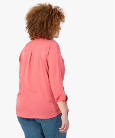 chemise femme grande taille unie a manches longues rose chemisiers et blousesF886101_3