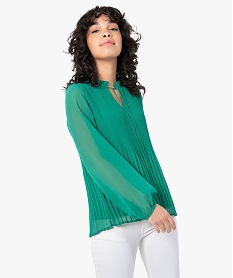 GEMO Blouse femme en voile à manches longues Vert