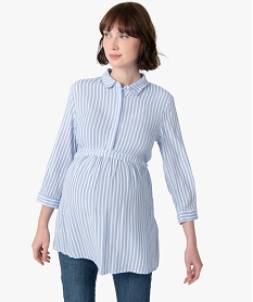 GEMO Blouse de grossesse fluide imprimée à manches 34 kaki chine