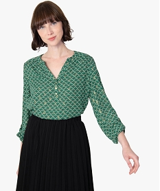 GEMO Blouse femme imprimée avec manches retroussables Imprimé