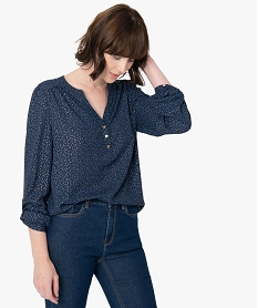 GEMO Blouse femme imprimée avec manches retroussables Imprimé