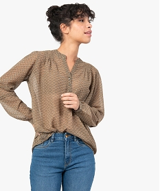 GEMO Blouse femme imprimée en voile Imprimé