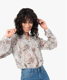 GEMO Blouse femme imprimée en voile Imprimé